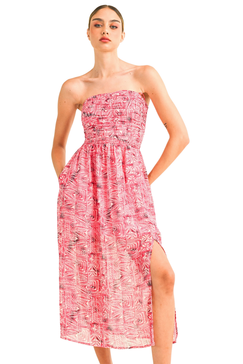 Ruched Bodice Midi Dress – y&i clothing boutique
