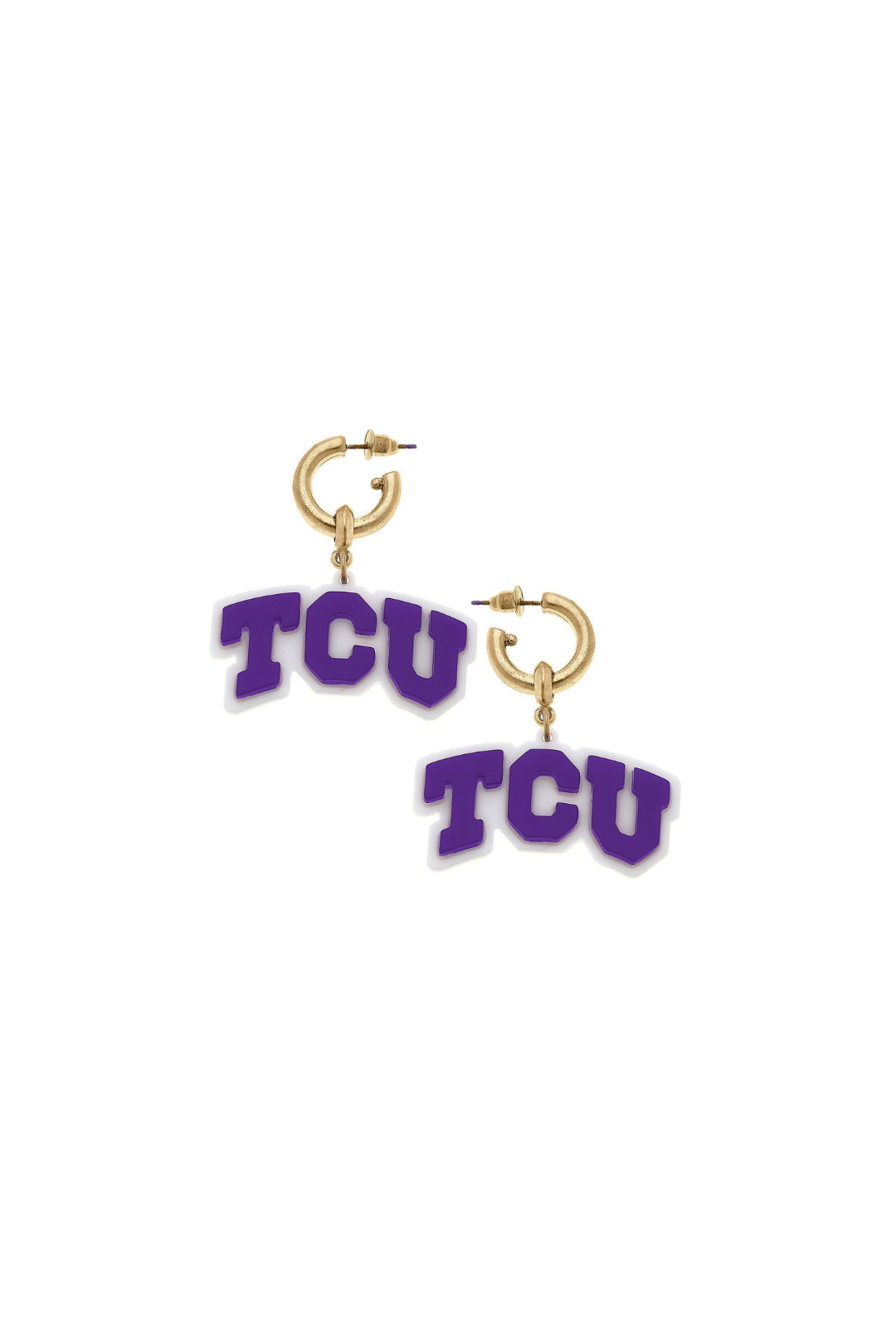 TCU Horned Frogs Resin Logo Drop Hoop Earrings – y&i clothing boutique